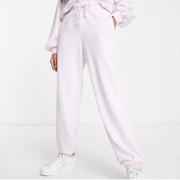 Adidas Originals Adicolor Jogger Sweatpants Drawcord Fleece Logo Pink Size Large - Picture 1 of 8
